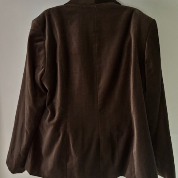 Apostrophe Womens 16W Blazer Brown Long Sleeve Career Animal Print Notch Lapel - Picture 2 of 8